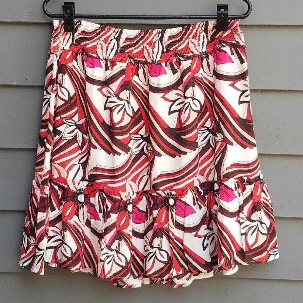 NWT Anthropologie MOD Print Tiered Skirt w/Ruffle Size Medium